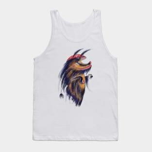 Funny boar with coffee in a fly agaric hat. Pig Tank Top